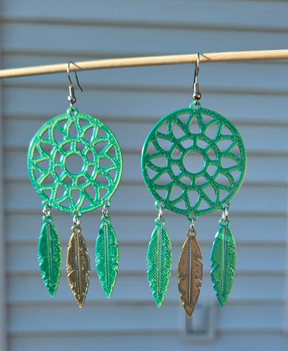 3D Print Dreamcatcher Boho Earrings Made in America