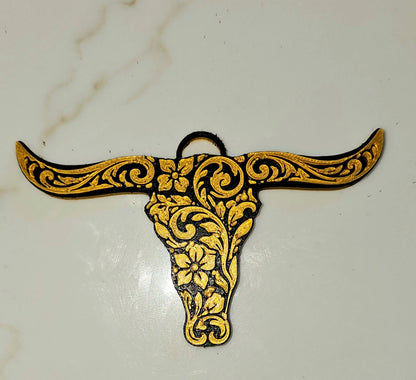 3d Print Tooled Longhorn Keychain or Purse Charm Ornament - Made in America - choice of colors