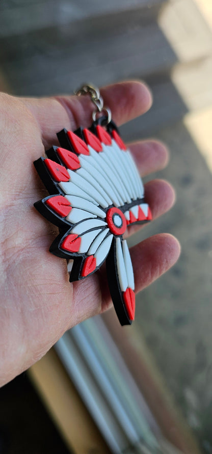 3D Print Chiefs Kc 15 Mahomes Kansas City Kelce Football Indian Headdress Keychain