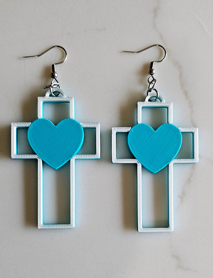 3D Print Christian Cross Faith Earrings Made in America