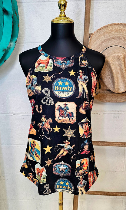 Baha Ranch Vintage Cowboy Collage Tank Top