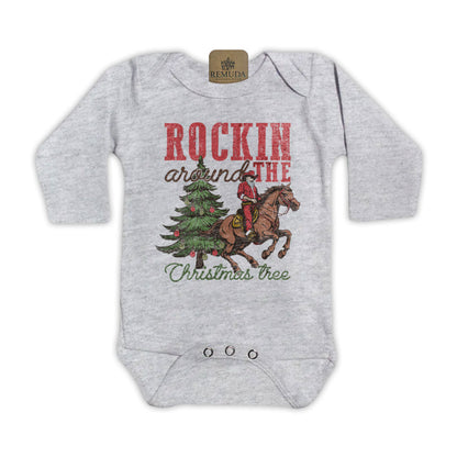 Rockin Around The Christmas Tree - Infant Western Santa One Piece Romper