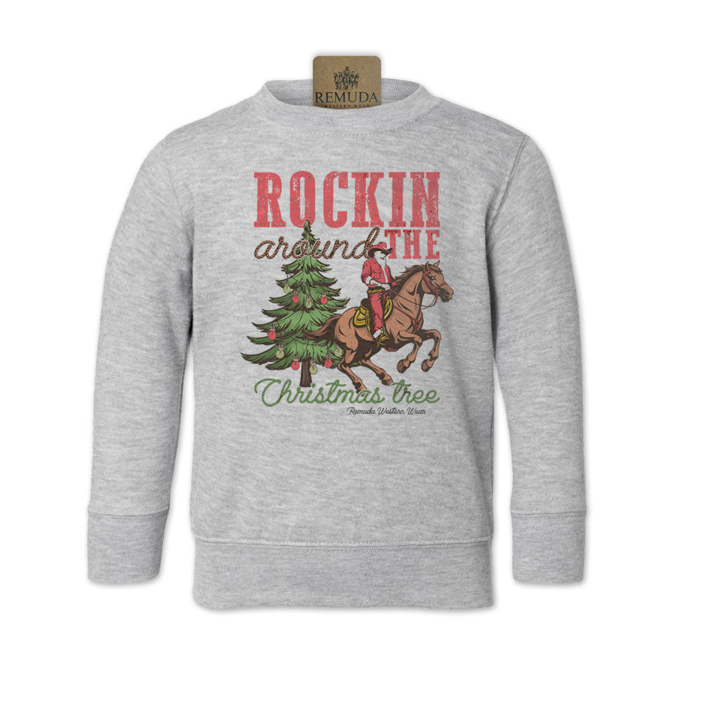Rockin Around The Christmas Tree - Toddler Western Santa Sweatshirt