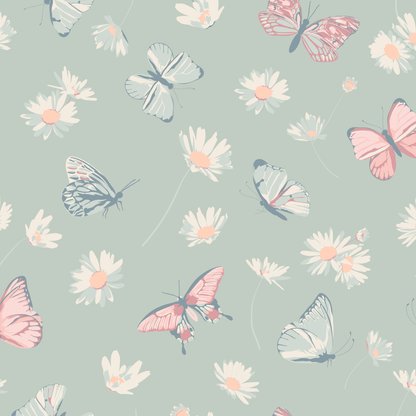 Mint Butterfly Daisy Bamboo Ruffle Baby Footie