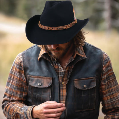 Rustler Black Felt Cowboy Hat