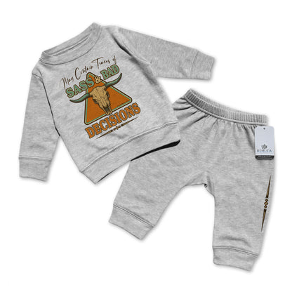 Sass & Bad Decisions - Infant Western 2 Piece Sweatsuit