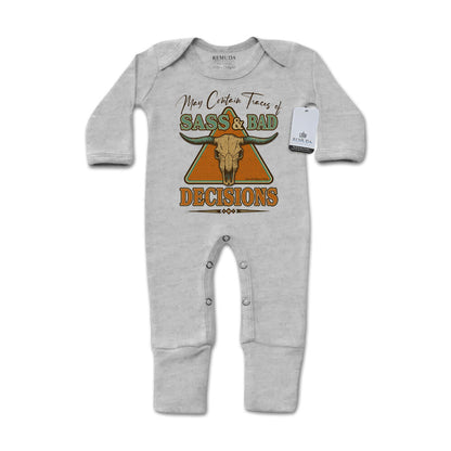 Sass & Bad Decisions - Infant Western One-Piece Footed Pajamas W/Mittens