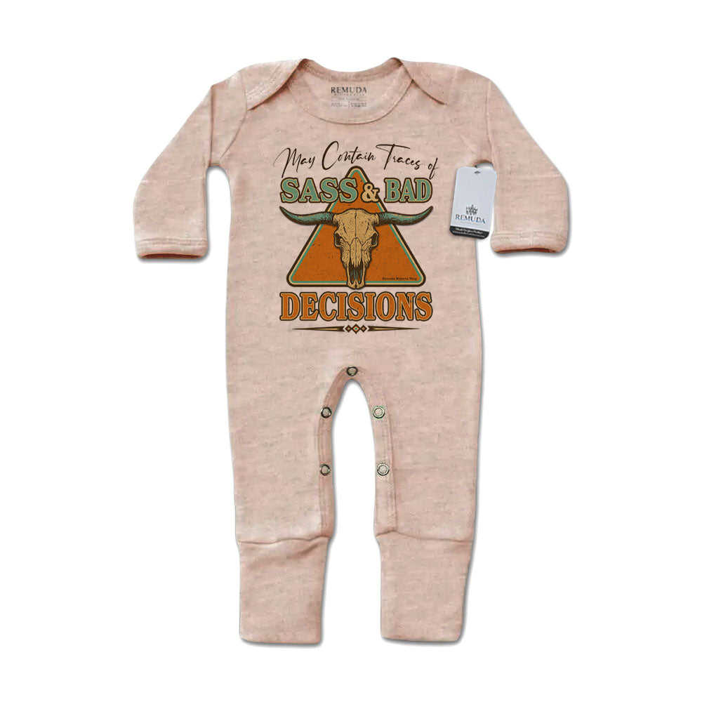 Sass & Bad Decisions - Infant Western One-Piece Footed Pajamas W/Mittens