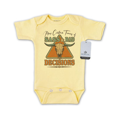 Sass & Bad Decisions - Infant Kids One Piece Western Romper