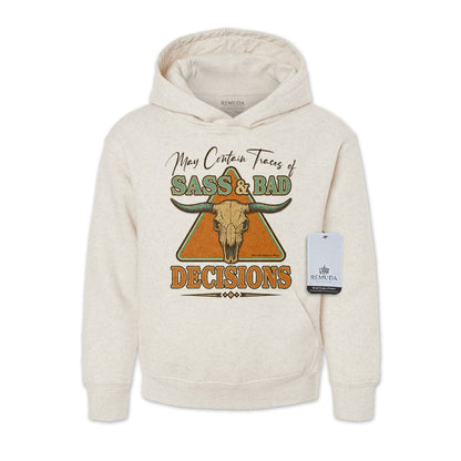 Sass & Bad Decisions - Youth Western Pullover Hoodie