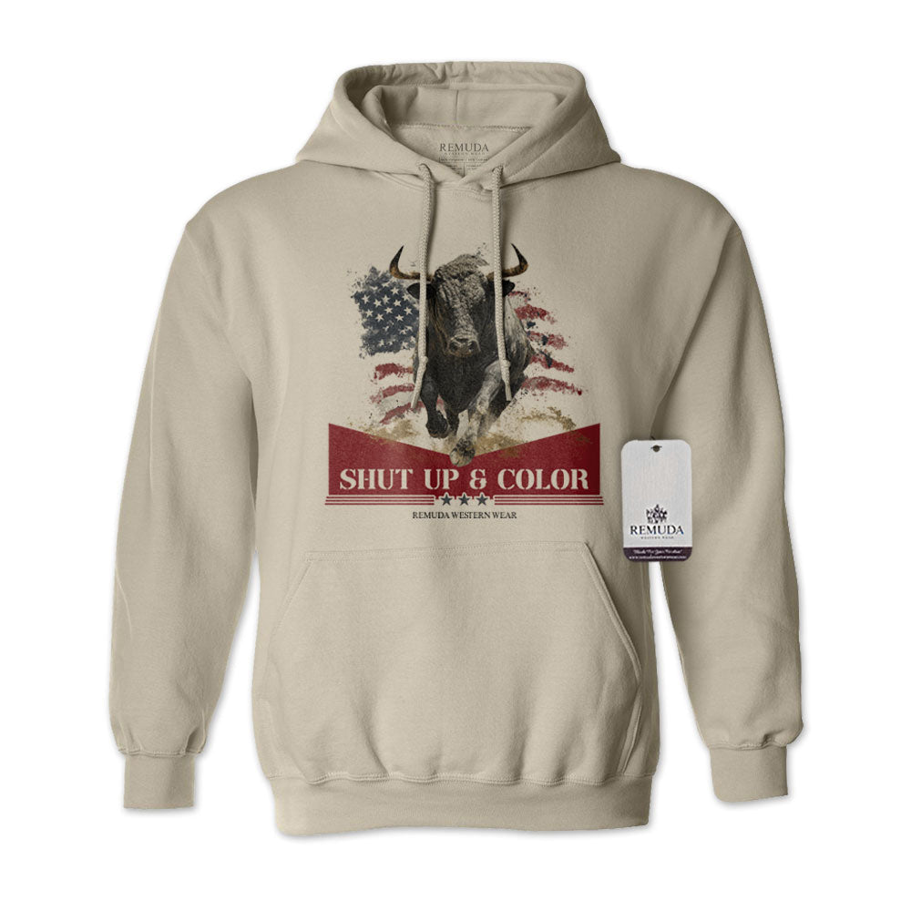 Shut Up & Color - Patriotic Adult Unisex Western Hoodie