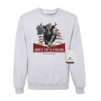 Shut Up & Color - Patriotic Adult Unisex Western Sweatshirt