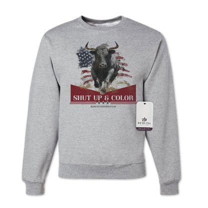 Shut Up & Color - Patriotic Adult Unisex Western Sweatshirt