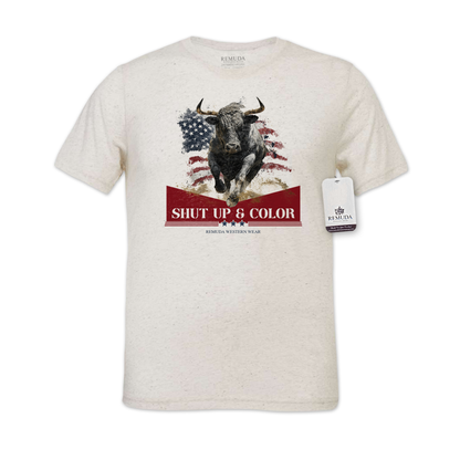 Shut Up & Color - Patriotic Adult Unisex Western Tee T-Shirt