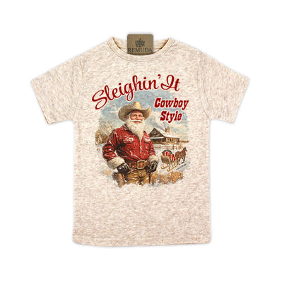 Sleighin It Cowboy Style - Toddler Western Santa Tee