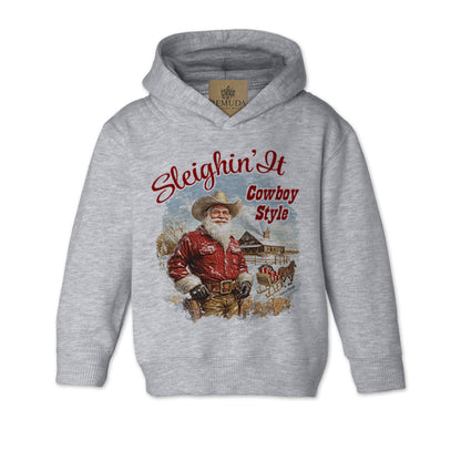 Sleighin It Cowboy Style - Toddler Western Santa Hoodie