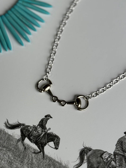 Snaffle Bit Silver Chain Necklace