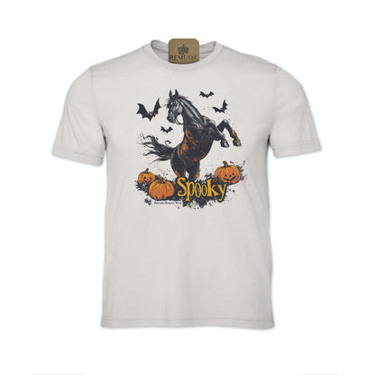 SPOOKY  Adult Unisex Western Horse Halloween Tee T-Shirt