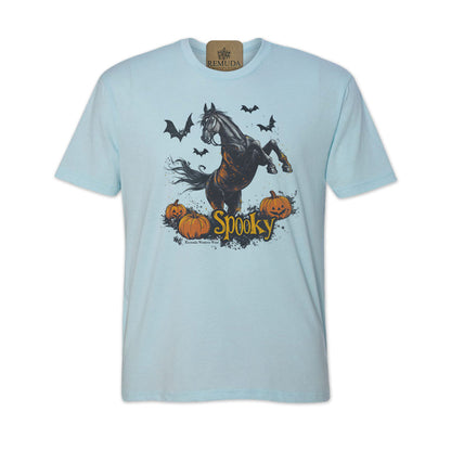 SPOOKY  Adult Unisex Western Horse Halloween Tee T-Shirt