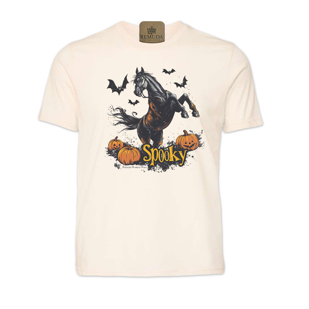 SPOOKY  Adult Unisex Western Horse Halloween Tee T-Shirt