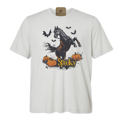SPOOKY  Adult Unisex Western Horse Halloween Tee T-Shirt