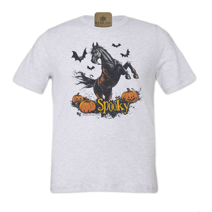 SPOOKY  Adult Unisex Western Horse Halloween Tee T-Shirt