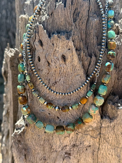 Sterling Silver Desert Sage Turquoise Beaded Necklace