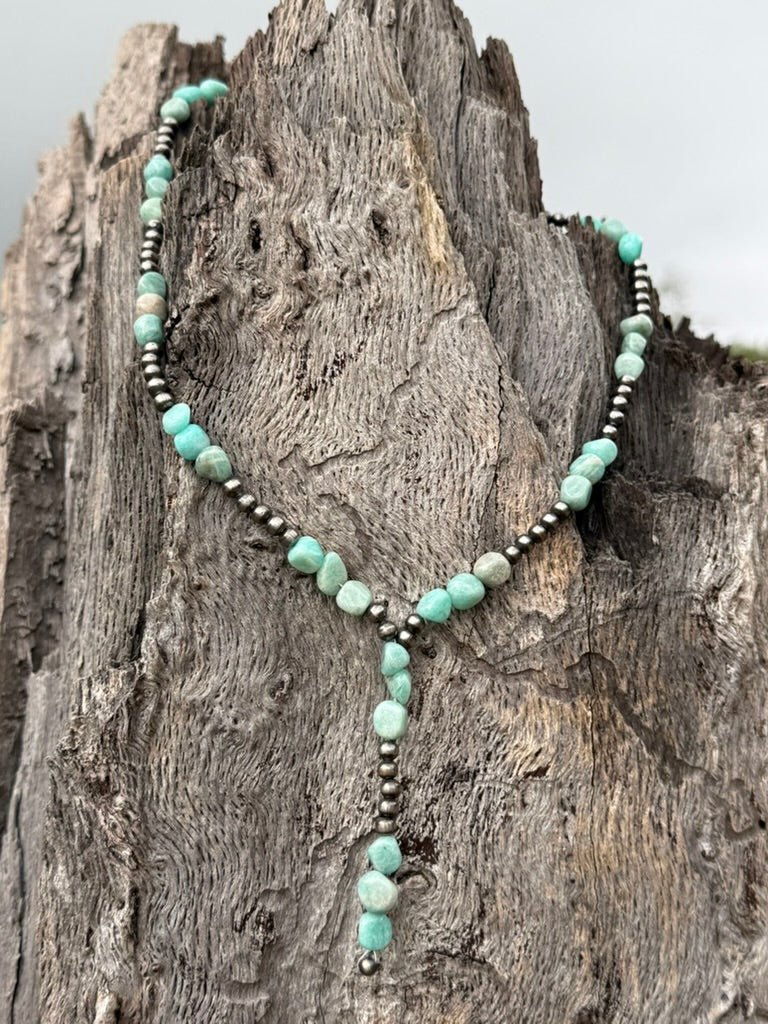 Sterling Silver Mesa Aqua Beaded Lariat Necklace