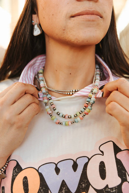 Sterling Silver Pastel Opal Beaded Choker Necklace