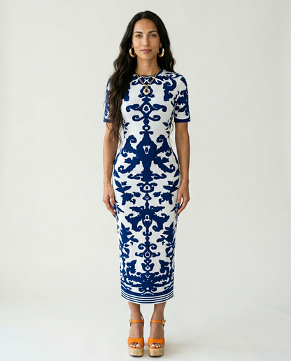 Confident Jacquard Bodycon Maxi Dress