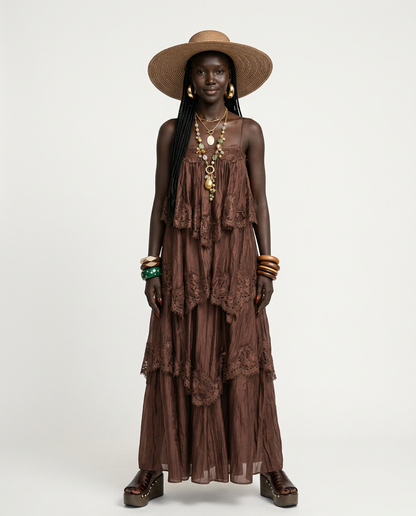 Divine Embroidered Tiered Maxi Dress