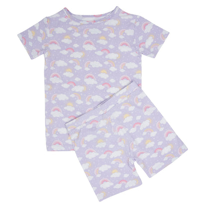 Lavender Rainbows and Clouds Summer Pajama Set