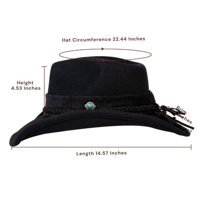 Turquoise Ridge Black Felt Cowboy Hat