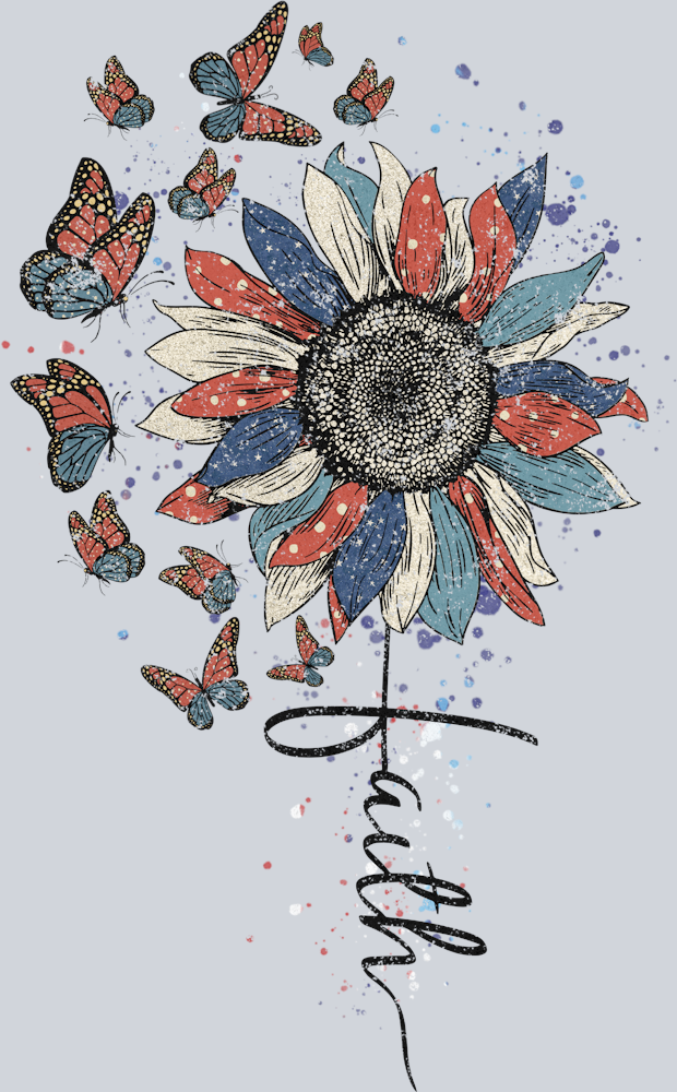 Faith Sunflower USA - STK01904 (DTF Transfers)