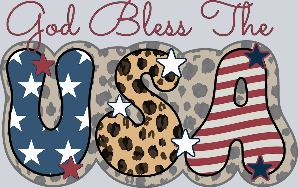 God Bless The USA Leopard - STK02367 (DTF Transfers)