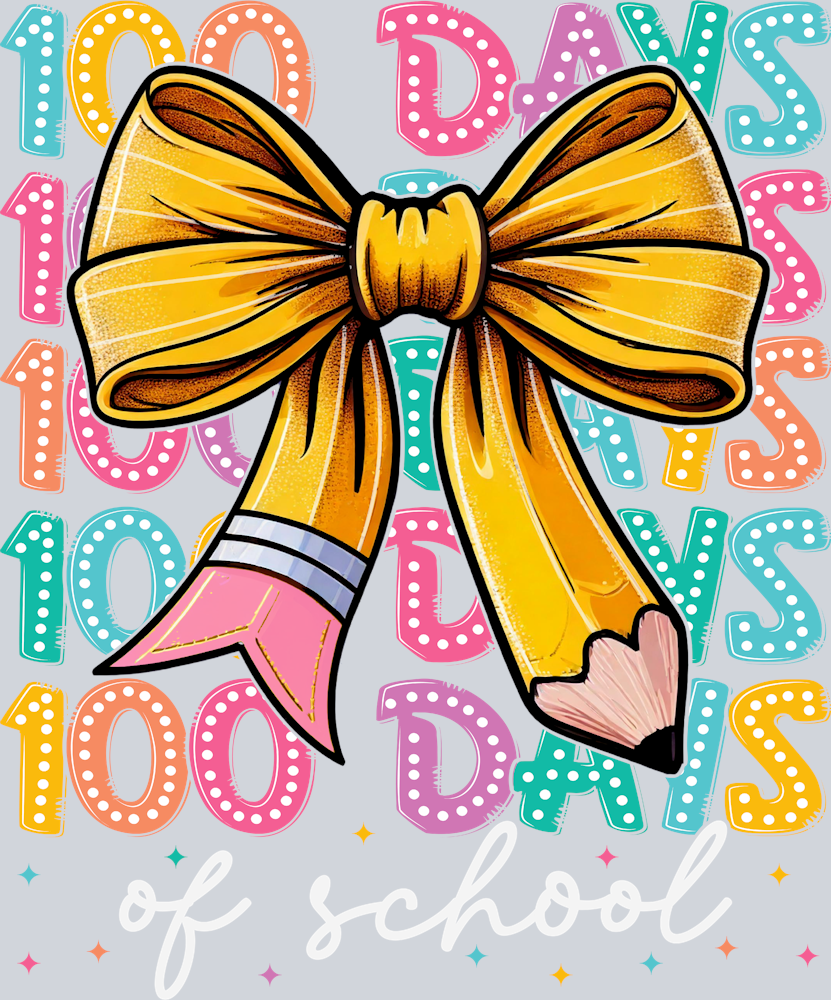 100 Days Of School Pencil White - STK07282 (DTF Transfers)