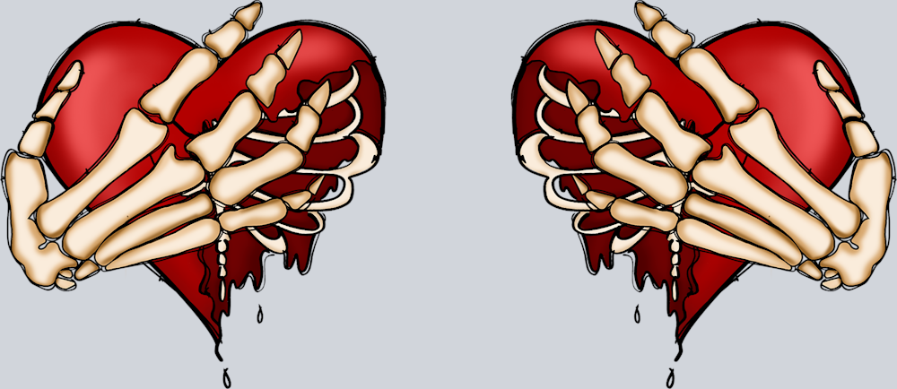 Skeleton Two Heart Hands - STK05519 (DTF Transfers)