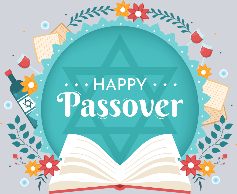 Happy Passover Circle Floral Book - STK02593 (DTF Transfers)