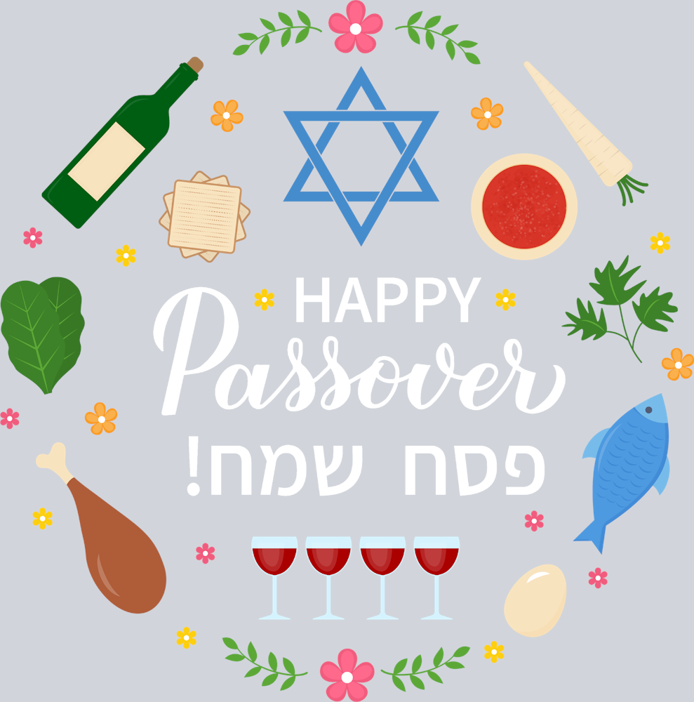 Happy Passover Circle White - STK02594 (DTF Transfers)