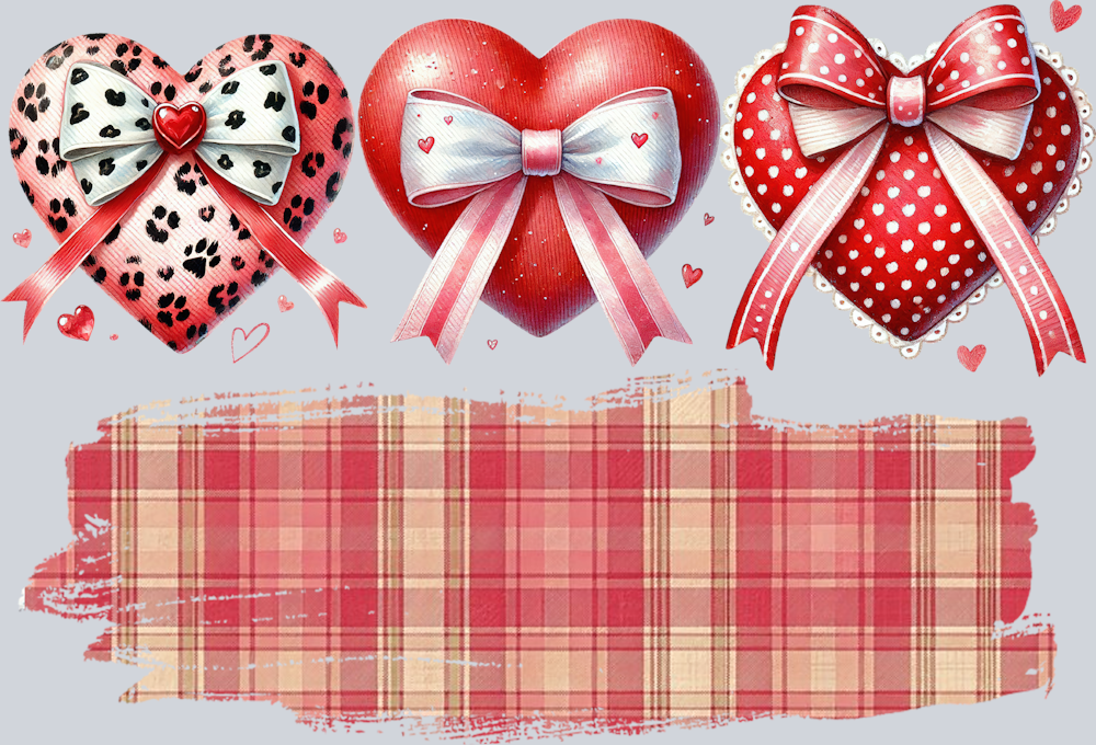 Hearts Plaid Name - STK02663 (DTF Transfers)