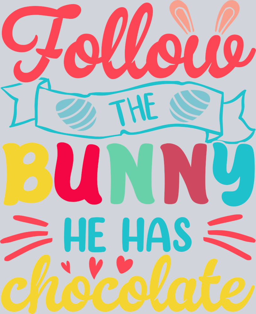 Follow The Bunny He Has Chocolate - STK02058 (DTF Transfers)