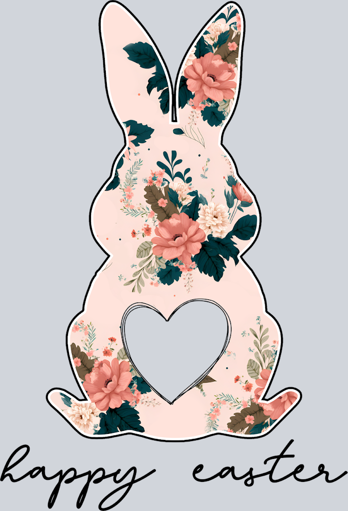 Easter Happy Easter Bunny Heart - STK01774 (DTF Transfers)