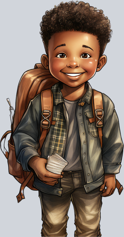 Cute Black Boy Back To School 13 - STK01533 (DTF Transfers)