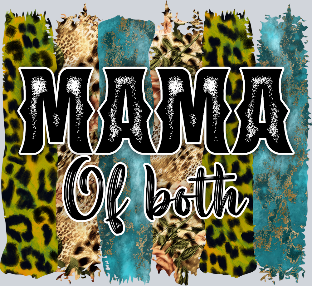 Mama Of Both Blue Green Leopard - STK03974 (DTF Transfers)