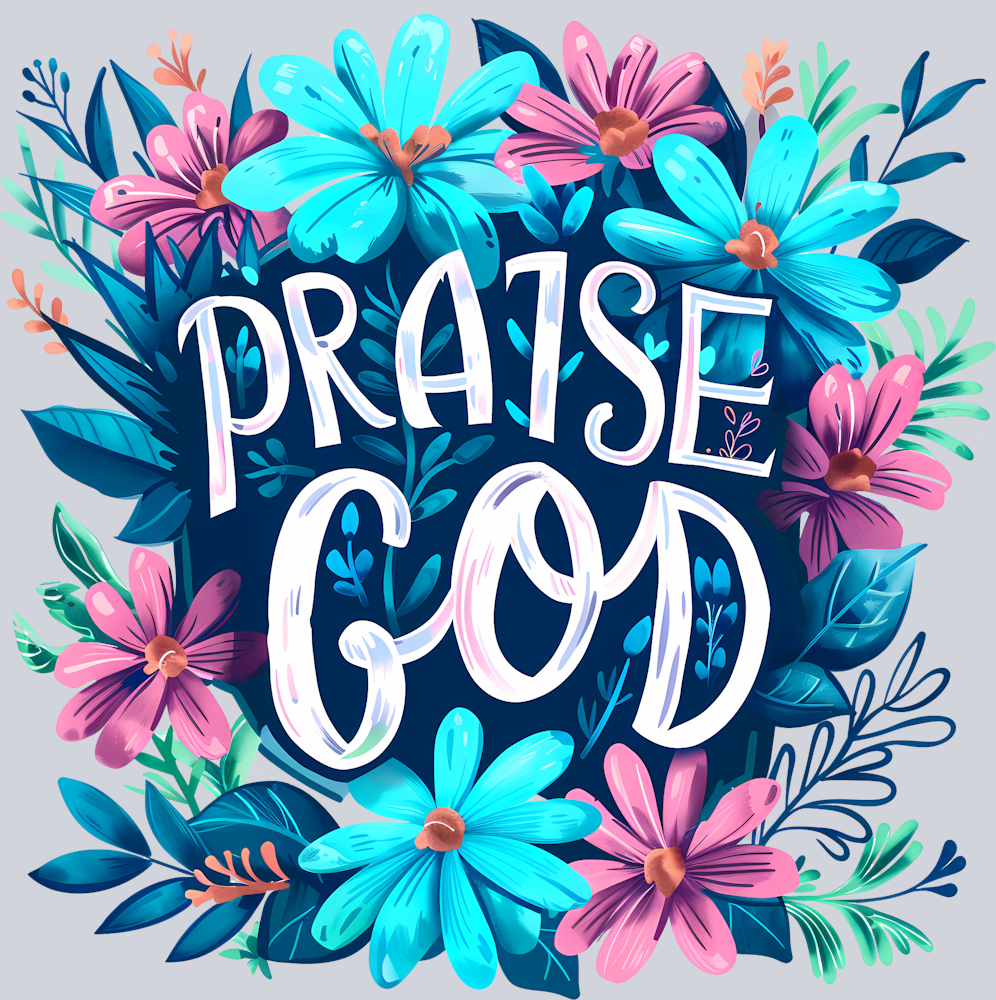 Praise God 2 Floral - STK04961 (DTF Transfers)