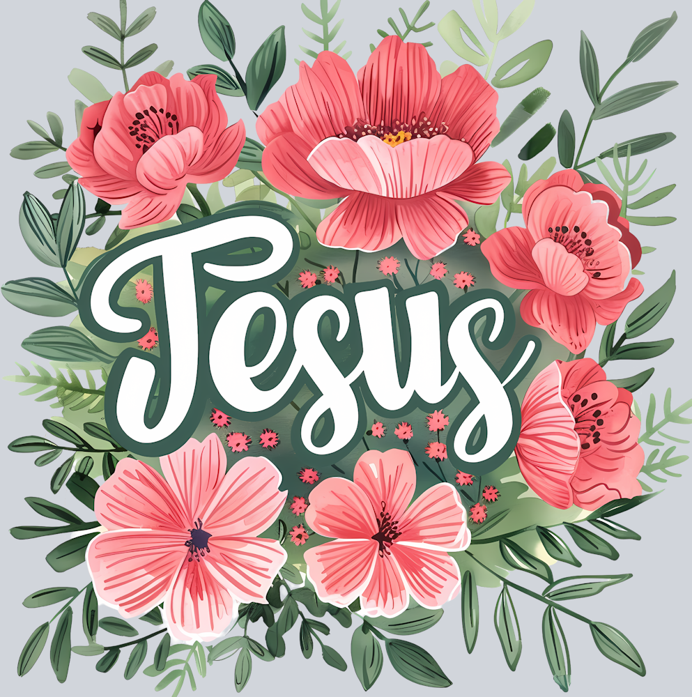 Jesus Floral - STK03316 (DTF Transfers)