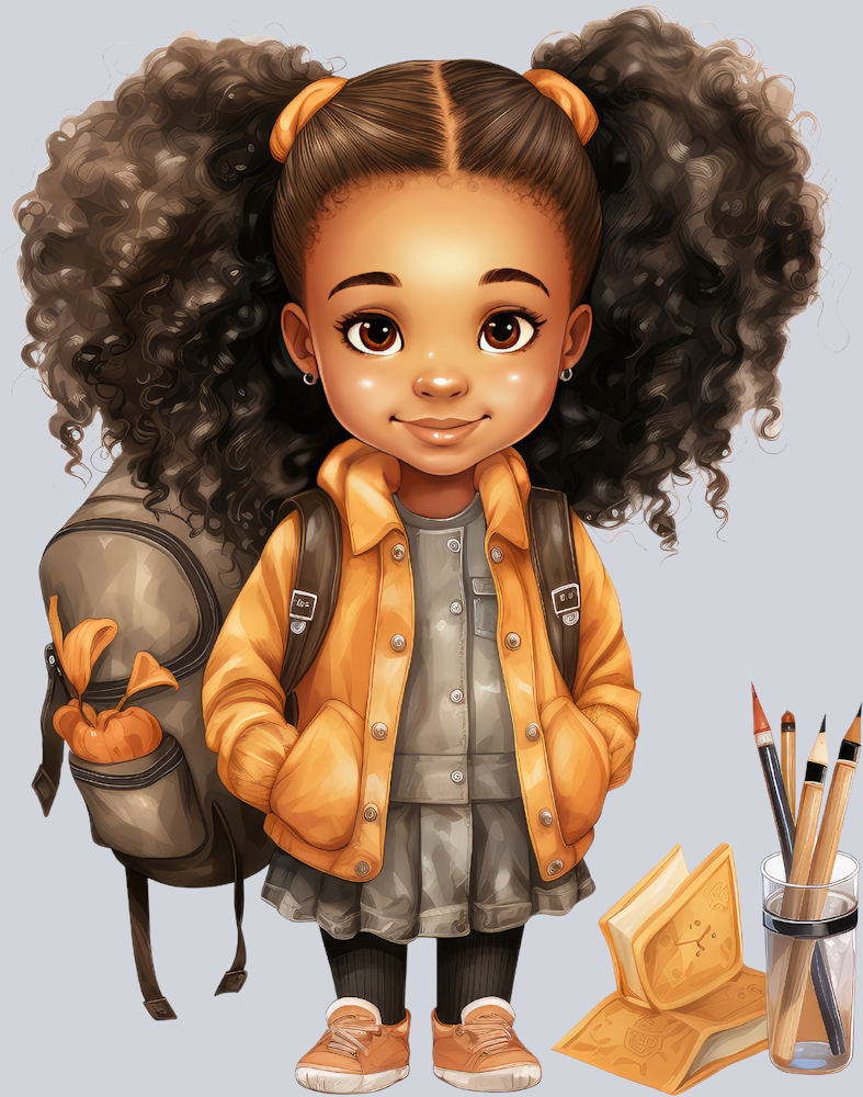 Cute Black Girl Back To School 9 - STK01544 (DTF Transfers)
