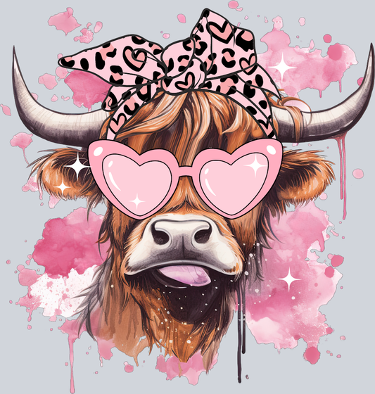 Valentine Highland Cow - STK06295 (DTF Transfers)