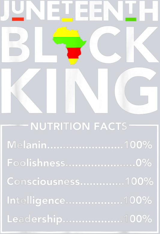 Juneteenth Black King Nutrition Facts - STK03360 (DTF Transfers)