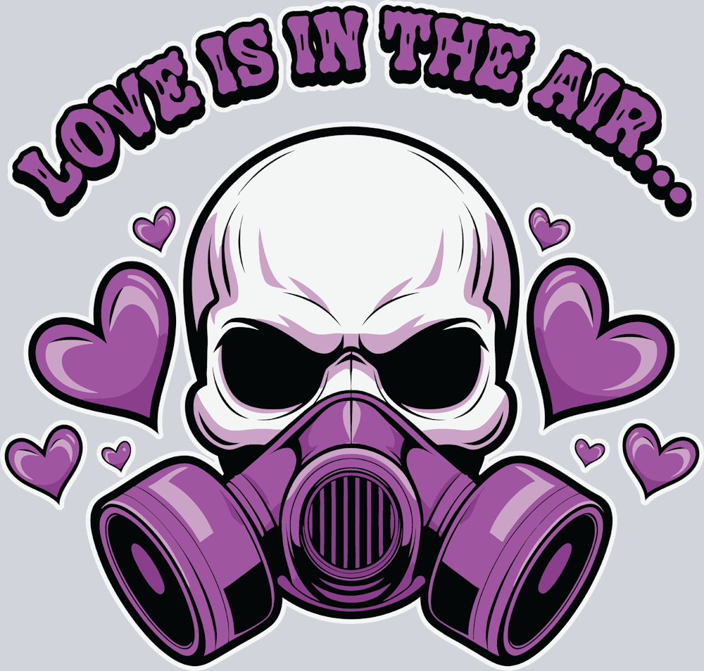 Love Is In The Air Gas Mask - STK03743 (DTF Transfers)